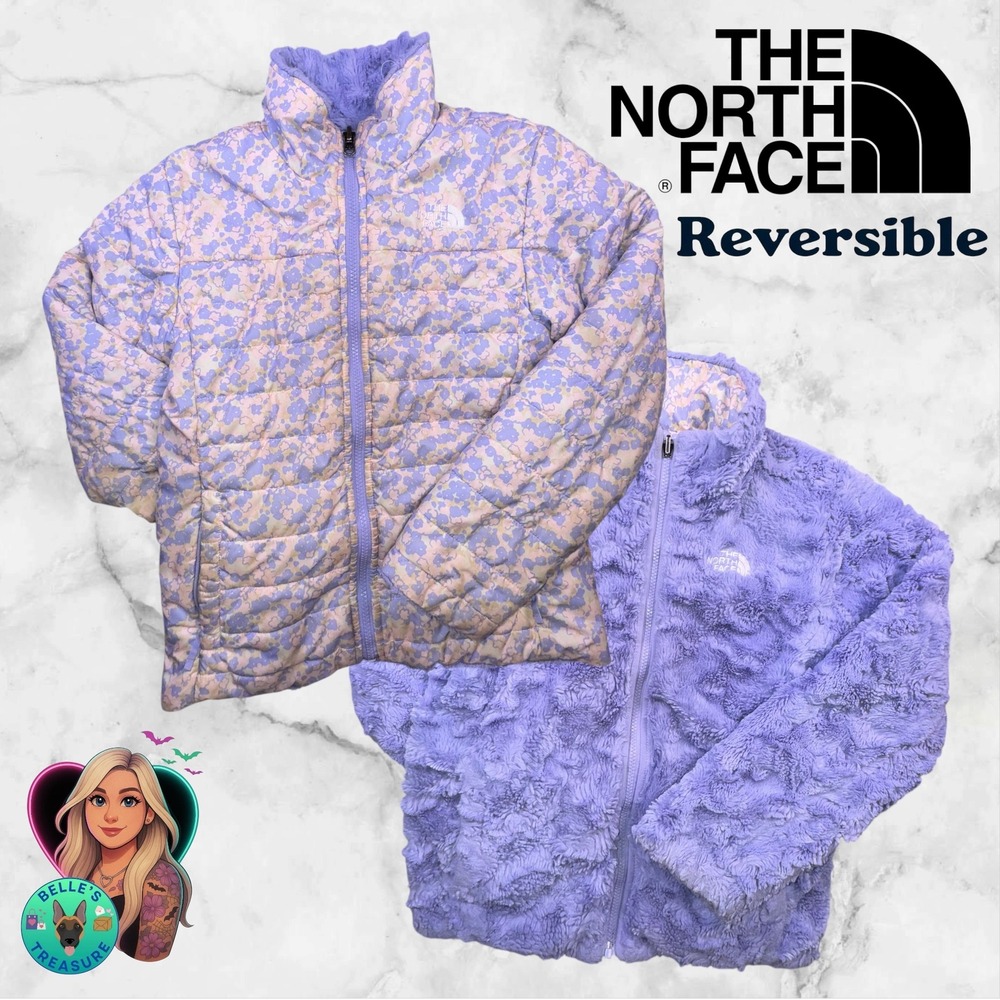 The North Face Girl M
Reversible Mossbud Jacket Soft Fleece Lavender Pink Floral
